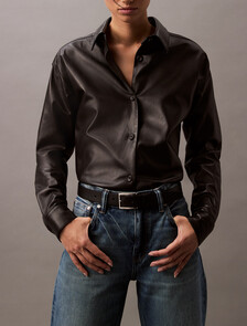 Nappa Leather Shirt, Black Beauty, hi-res