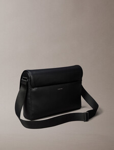 Saffiano Emblem Logo Messenger Bag, Black, hi-res