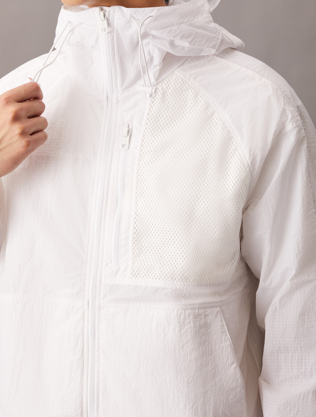 Cooling UV Protect Mixed Media Windbreaker, Bright White, hi-res
