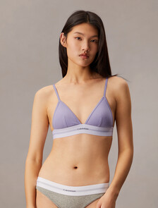 Cotton Modal Stretch Rib Lightly Lined Triangle Bra, Lilac Quartz, hi-res