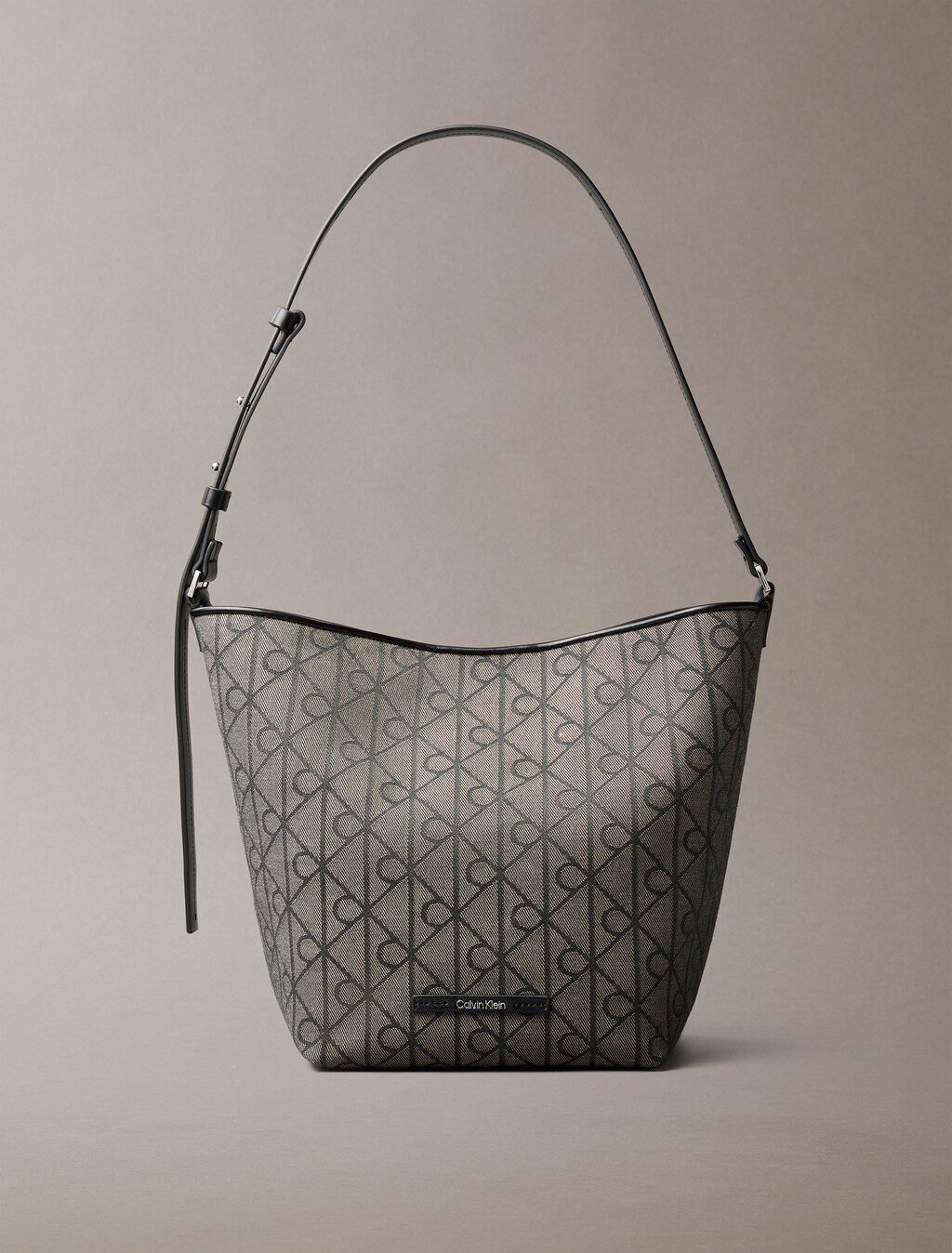 Emblem Jacquard Bucket Bag, LOTUS BEIGE / BLACK AOP, hi-res