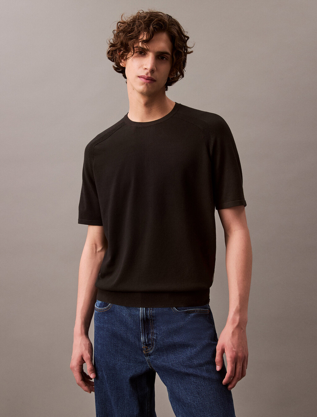 Tech Knit Crewneck Sweater T-Shirt, Black, hi-res