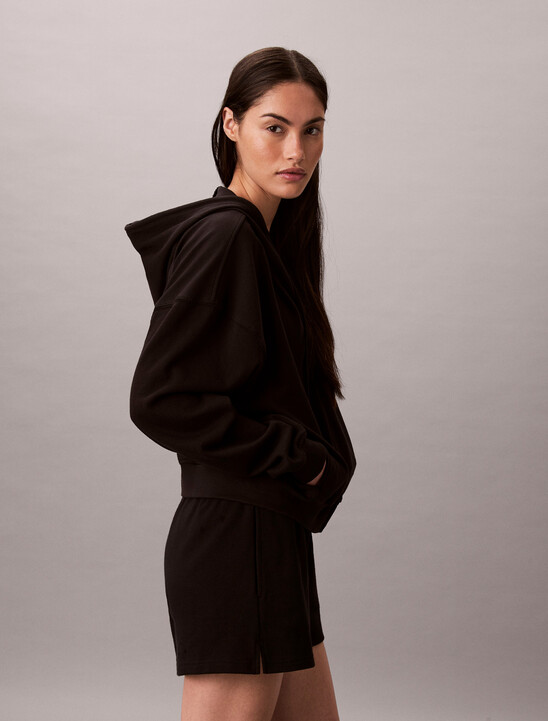 Logo Cotton Jersey Zip Thru Hoodie