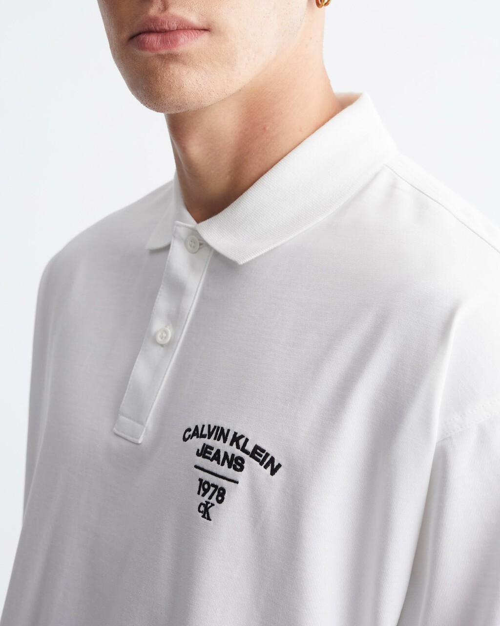 Varsity Curved Logo Polo, Bright White, hi-res
