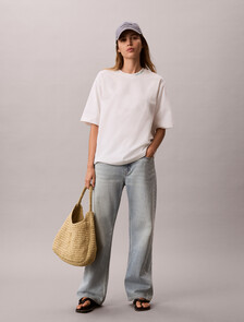 Cooling Cotton Jersey Relaxed Tee, Bright White, hi-res