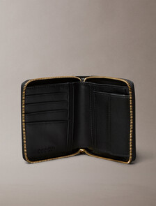 Leather Zip Wallet, Black, hi-res