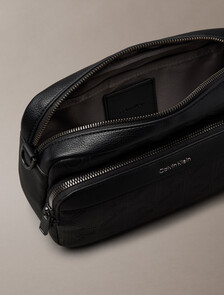 Embossed Emblem Crossbody Camera Bag, Black, hi-res