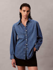 Oversized Denim Shirt, INDIGO HASTINGS, hi-res