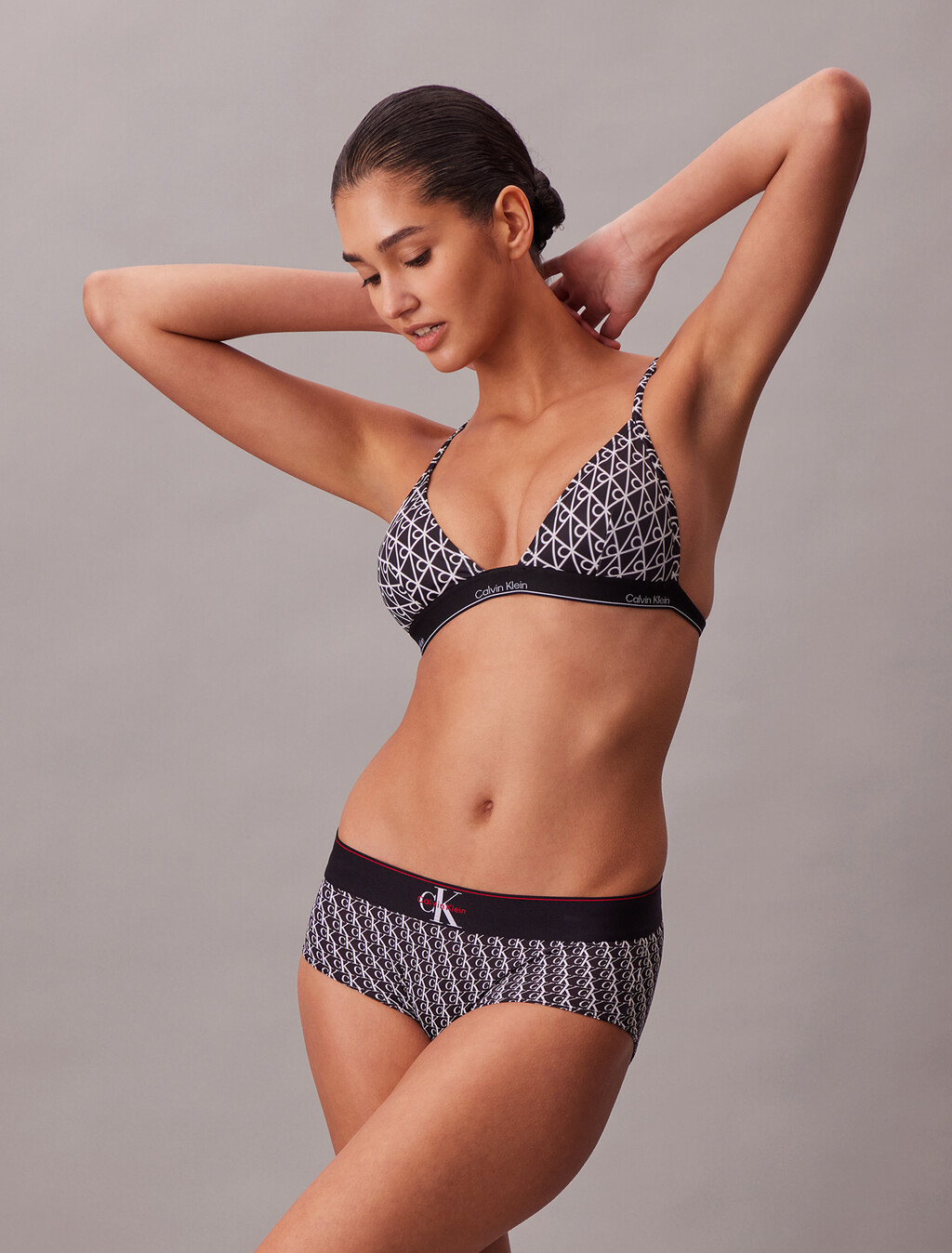 Triangle Bikini Top - CK Icon, 20242 ICON COTTON EMBLEM+BLACK, hi-res