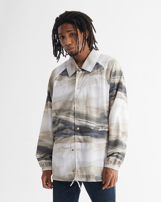 Ocean Marble Print Coach Jacket