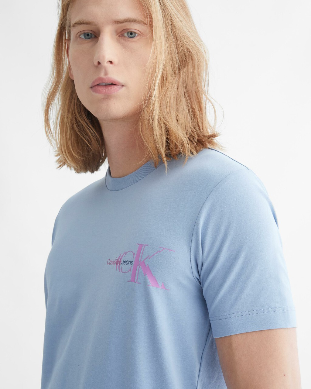 Pima Cotton Stretch Logo Tee, Iceland Blue, hi-res