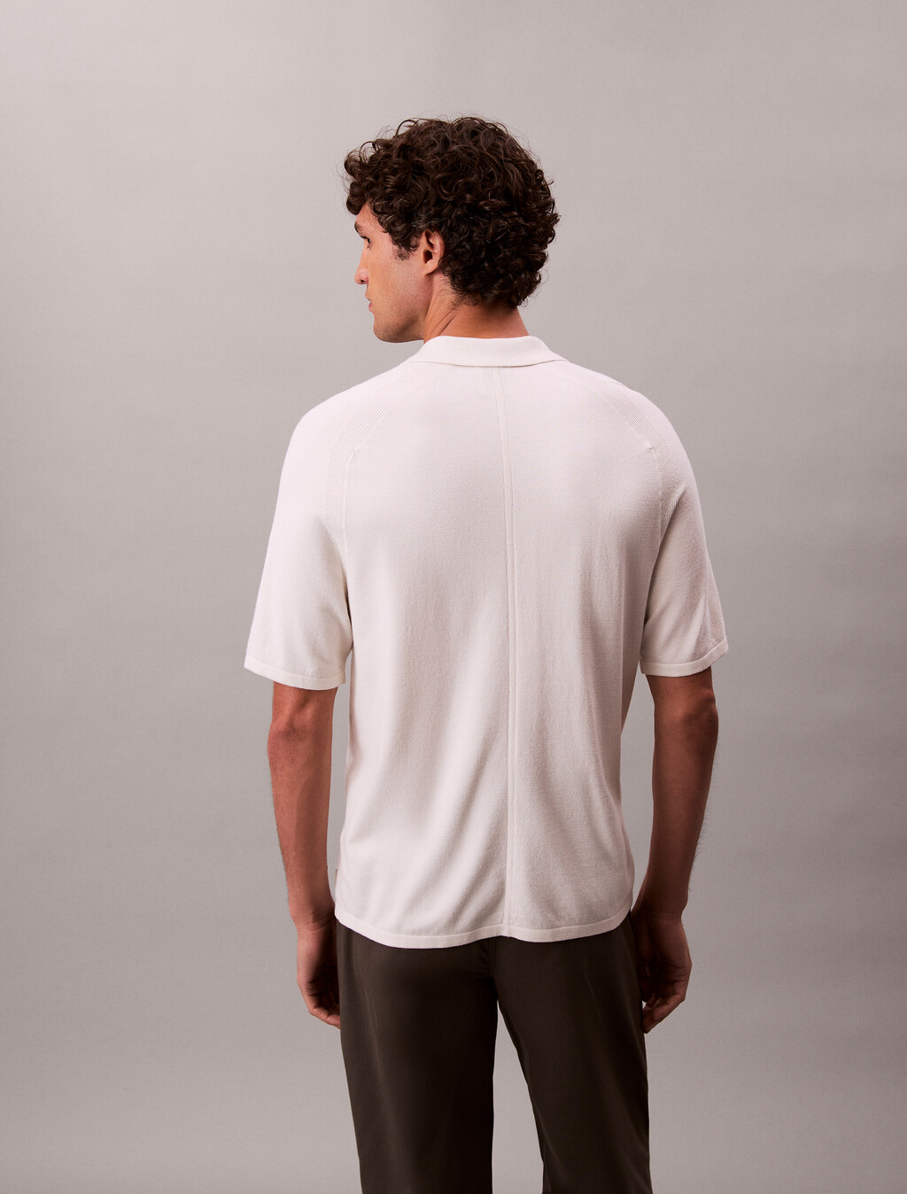 Tech Knit Viscose Polo, Chalk, hi-res