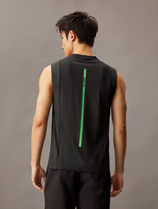 Essential Tank Baselayer, BLACK W/ BLOSSOM GREEN LOGO, hi-res