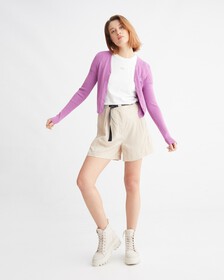 MODERN UTILITY BELTED SHORTS, Classic Beige, hi-res