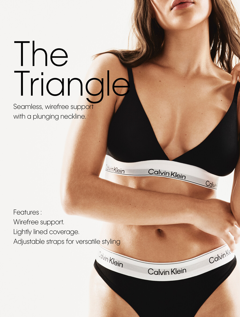 Lightly Lined Triangle Bra - Heritage Cotton Stretch, White, hi-res