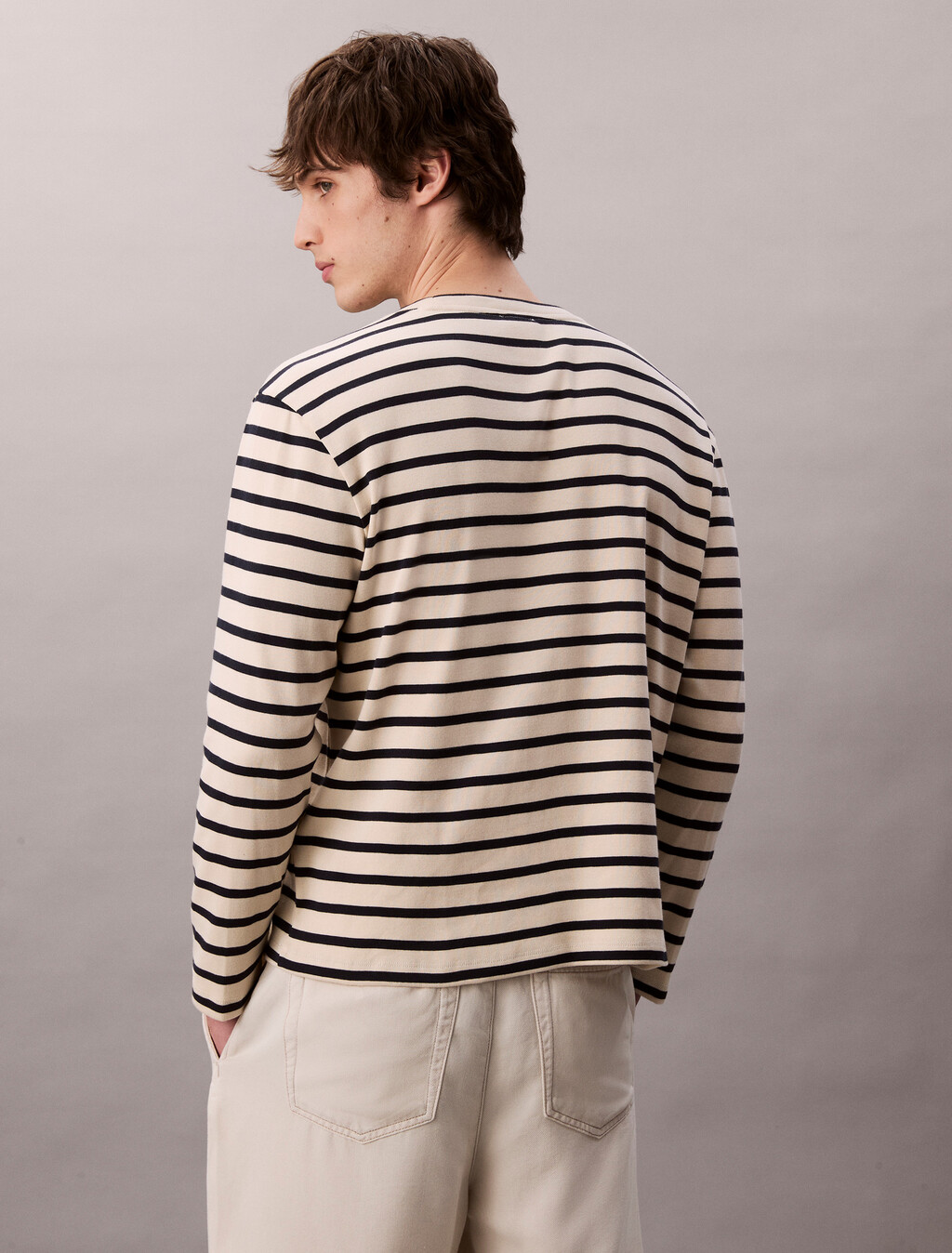 Compact Rib Stripe Easy Tee, Bone White, hi-res