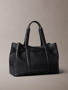 Belted Tote Bag, Black, hi-res