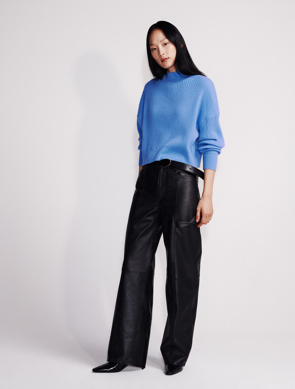 Cropped Cashmere Crewneck Sweater, Bel Air Blue, hi-res
