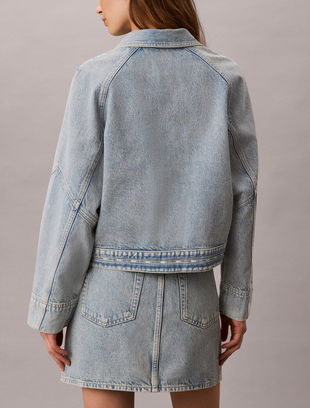 Boxy Logo Tape Denim Jacket, FRESH WATER, hi-res