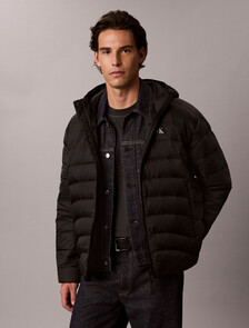 Lightweight Nylon Down Puffer Jacket, Black, hi-res
