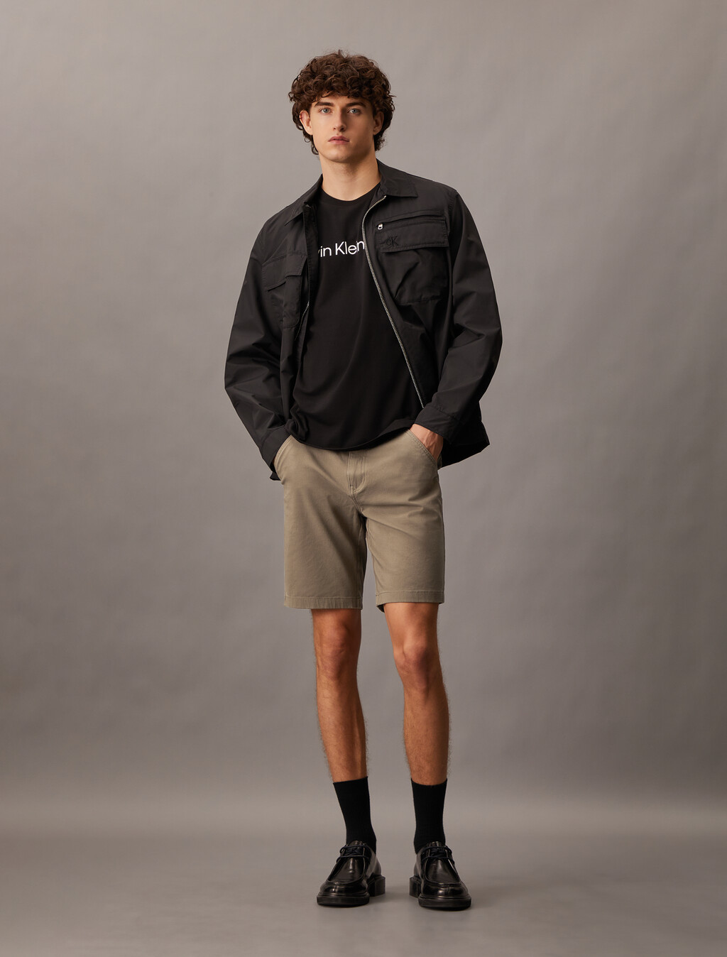 Essential Cotton Lyocell Chino Shorts, Falcon, hi-res