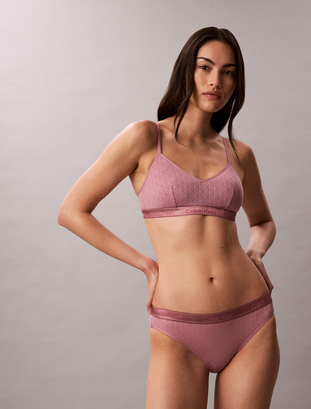 Bralette - Icon Logo Lace, Soft Mauve, hi-res