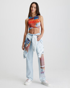 Movements Cut Out Back Zip Top, Motion Flower Aop, hi-res