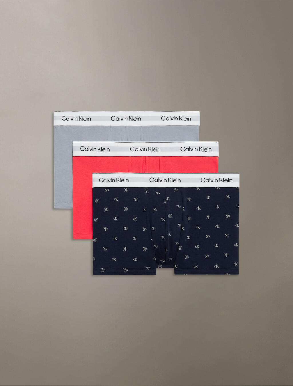 Icon Cotton Stretch Trunks 3 Pack, Misty Grey/DIAMOND LOGO SHORELINE/Punch Pink, hi-res