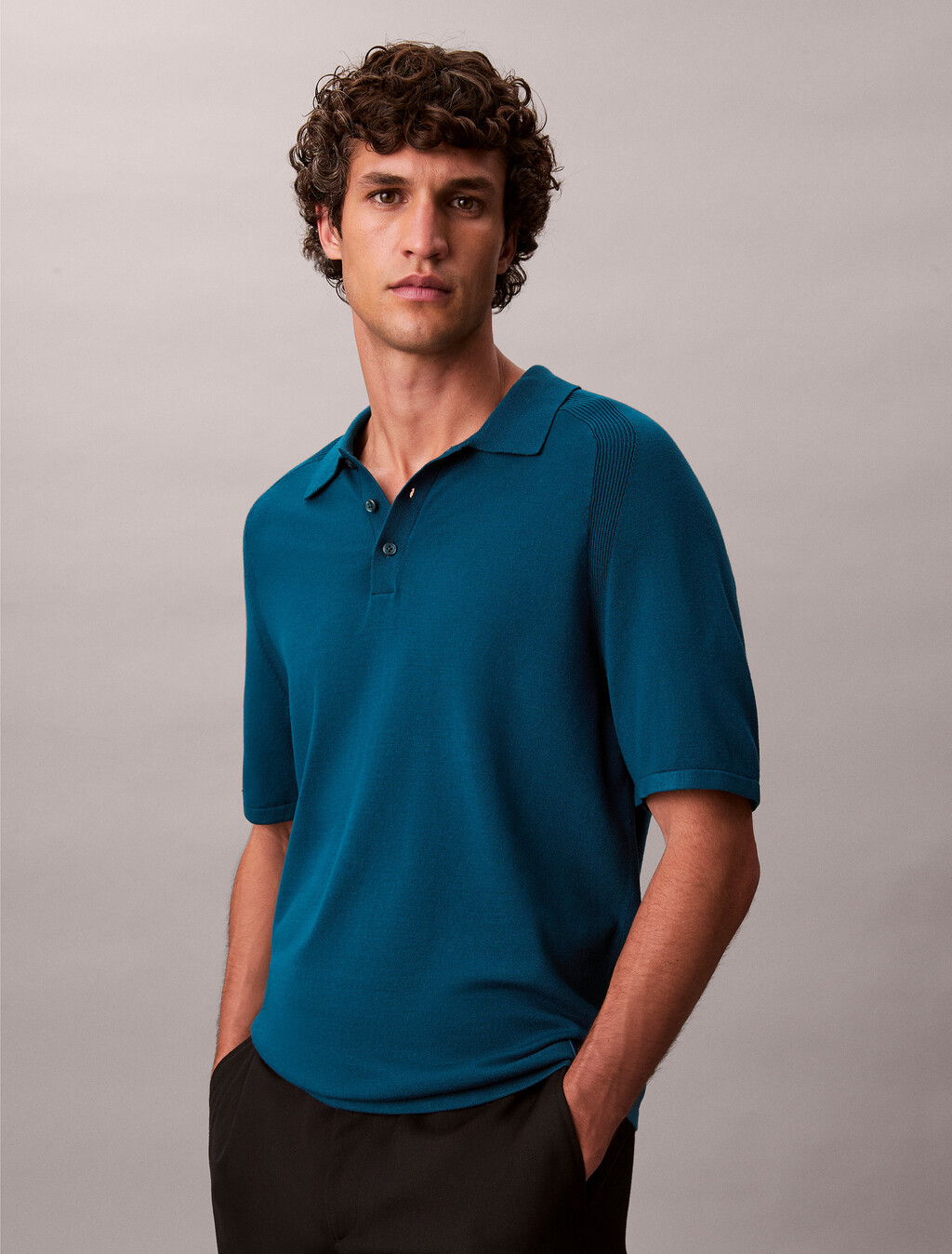 Tech Knit Viscose Polo, Deep Sea Teal, hi-res
