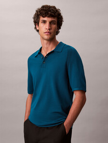 Tech Knit Viscose Polo, Deep Sea Teal, hi-res