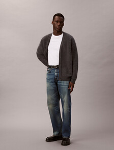 Brushed Alpaca Blend Cardigan Jumper, Harlem Night Blue, hi-res