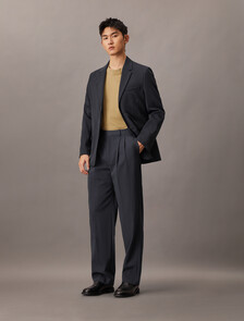 Wool Blend Pleated Pant, Dark Sapphire, hi-res
