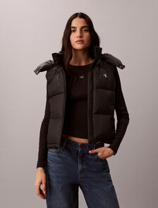Essential Short Down Puffer Vest, Black, hi-res