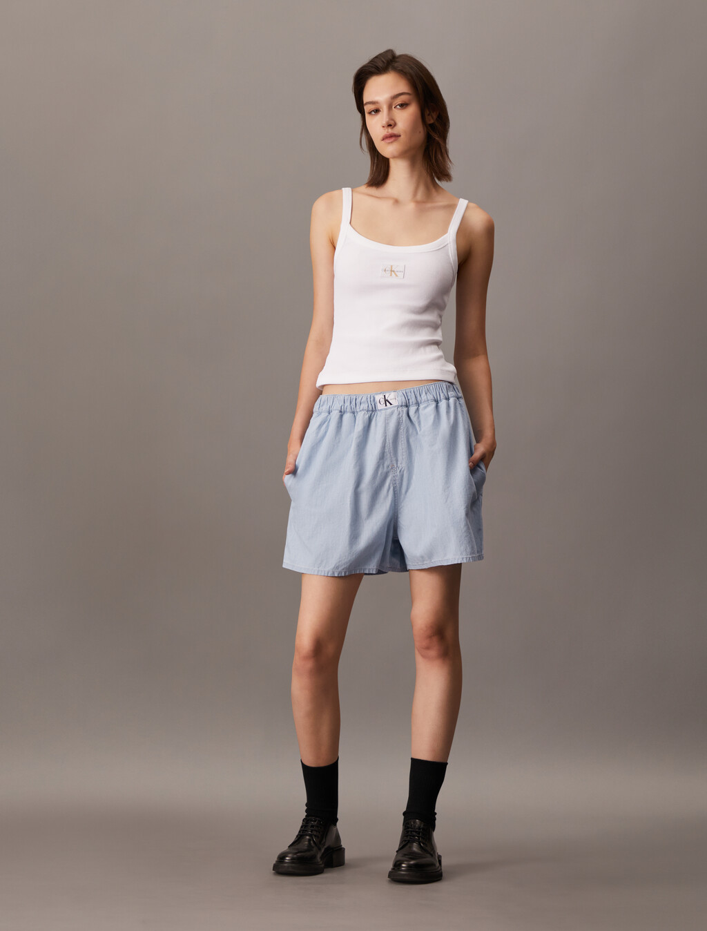 Relaxed Denim Boxer Shorts, Denim Light, hi-res