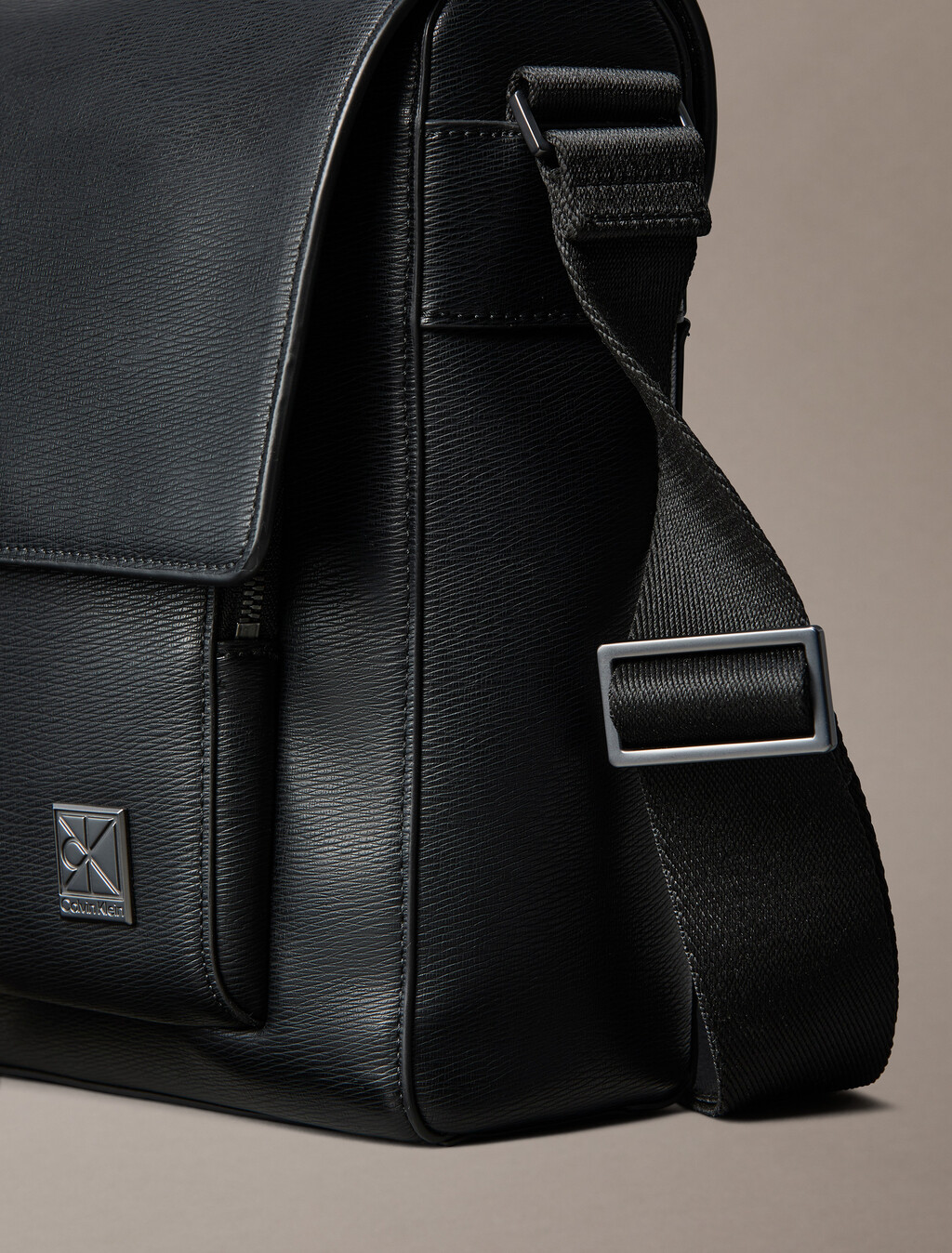 Saffiano Emblem Logo Messenger Bag, Black, hi-res