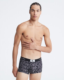 Calvin Klein 1996 Micro Low Rise Trunks, HALFTONE GLITCH LOGO PRINT+BLACK, hi-res