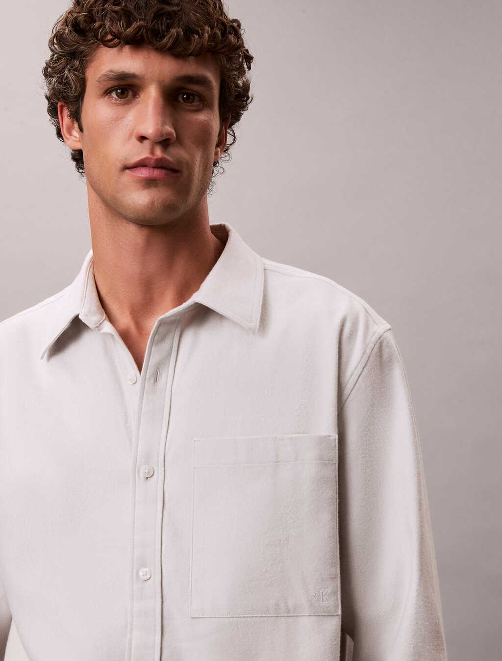 Melange Flannel Easy Button-Down Shirt, Harbor Mist, hi-res