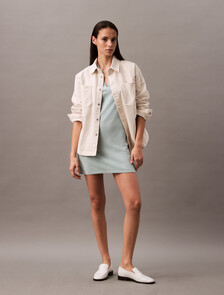 Liquid Shine Johnny Collar Mini Dress, Cloud Blue, hi-res