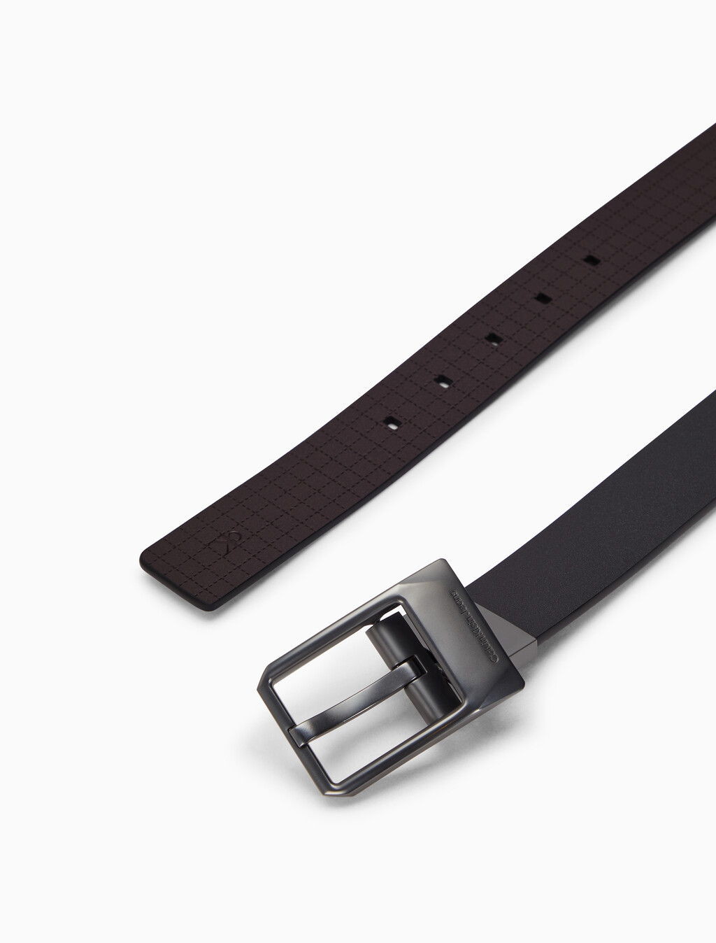 Faceted Buckle Reversible Belt, BLK/BITTER BRW, hi-res