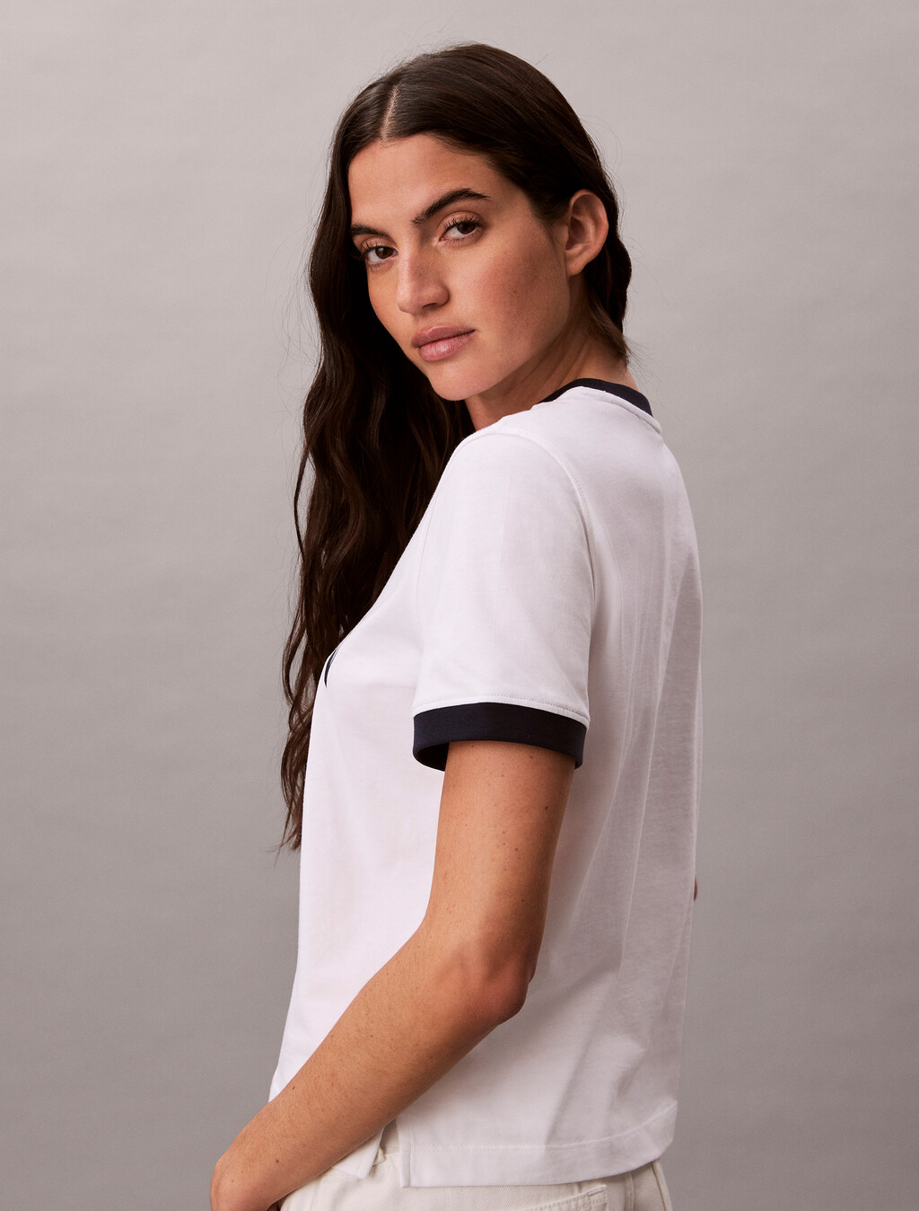 Heritage Logo Relaxed Ringer Tee, Bright White, hi-res