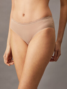 Microfiber Stretch with Lace Hipster, Cedar, hi-res