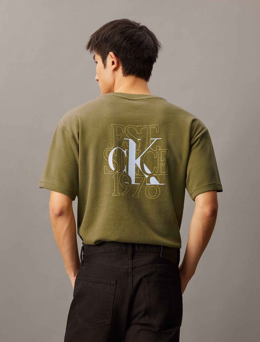 Back Monogram Short Sleeve Sweatshirt, Gothic Olive, hi-res