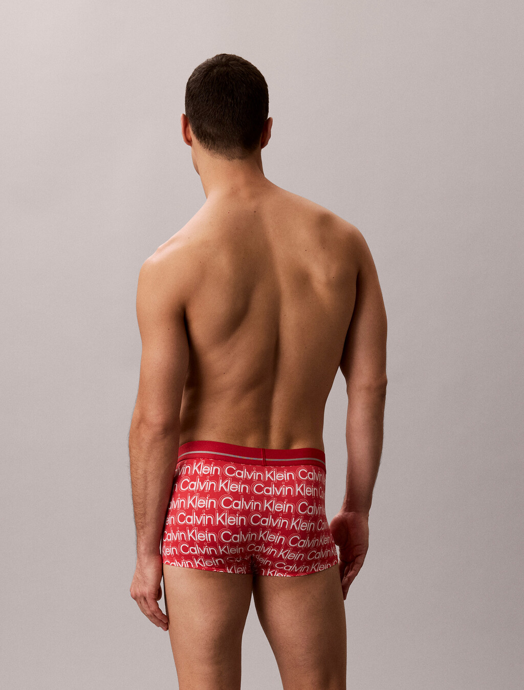 Icon Microfiber Stretch Metallic Low Rise Trunk, ECHO LOGO RED GALA, hi-res