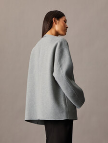 Double Face Cashmere Wool Short Coat, B10 Grey Heather, hi-res