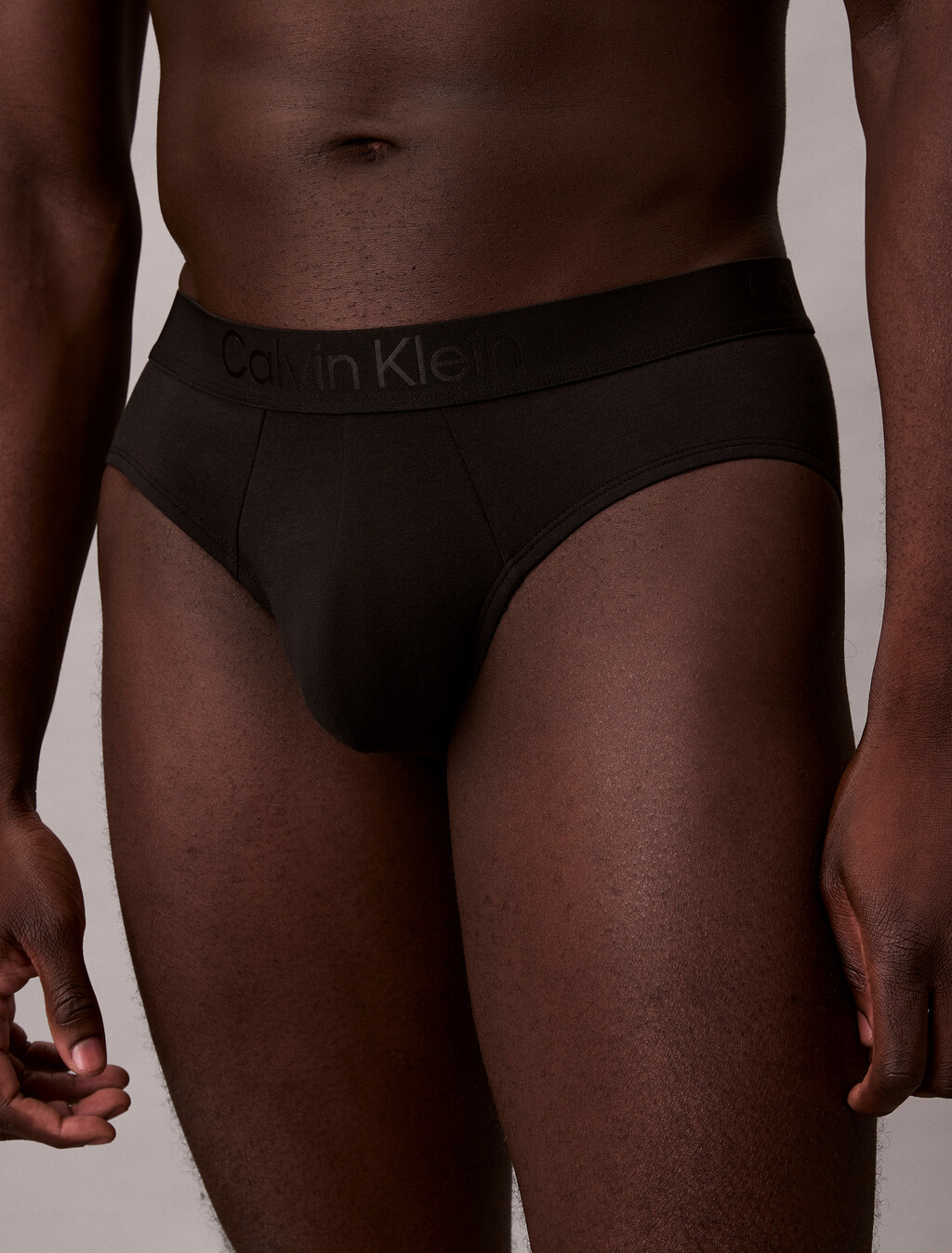 CK Black Cotton Stretch Hip Brief, Black, hi-res