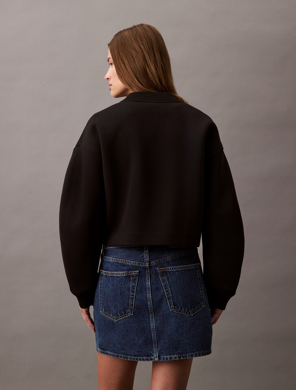 Oversized  Zip Bomber Jacket, Black, hi-res