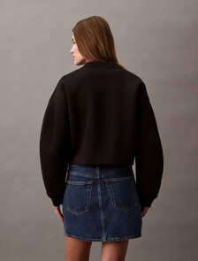 Oversized  Zip Bomber Jacket, Black, hi-res