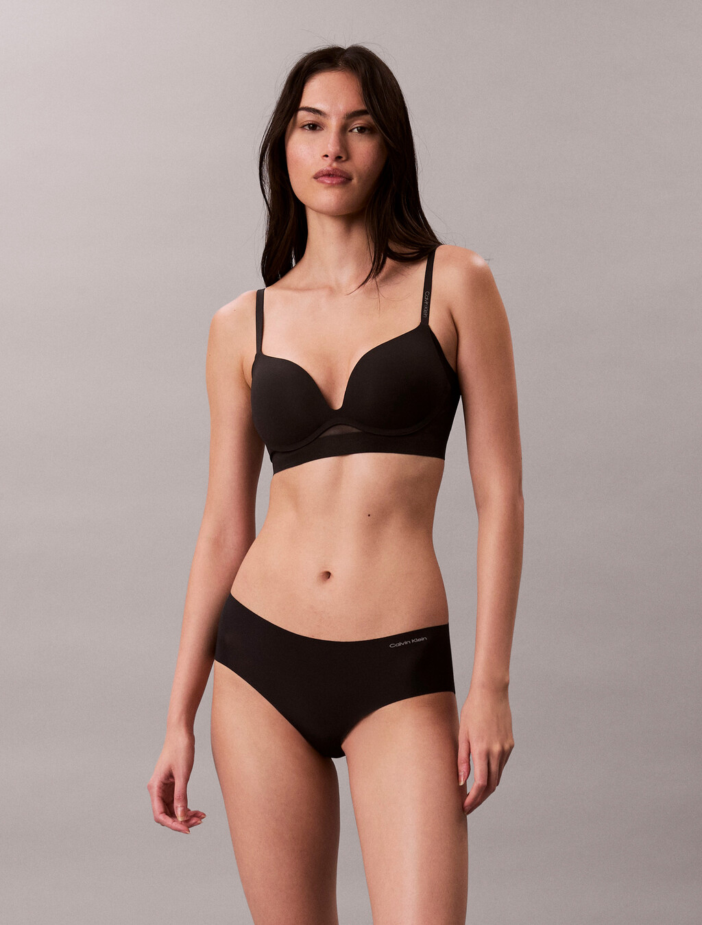 Invisibles Microfiber Mesh Push Up Plunge Bra, Black, hi-res