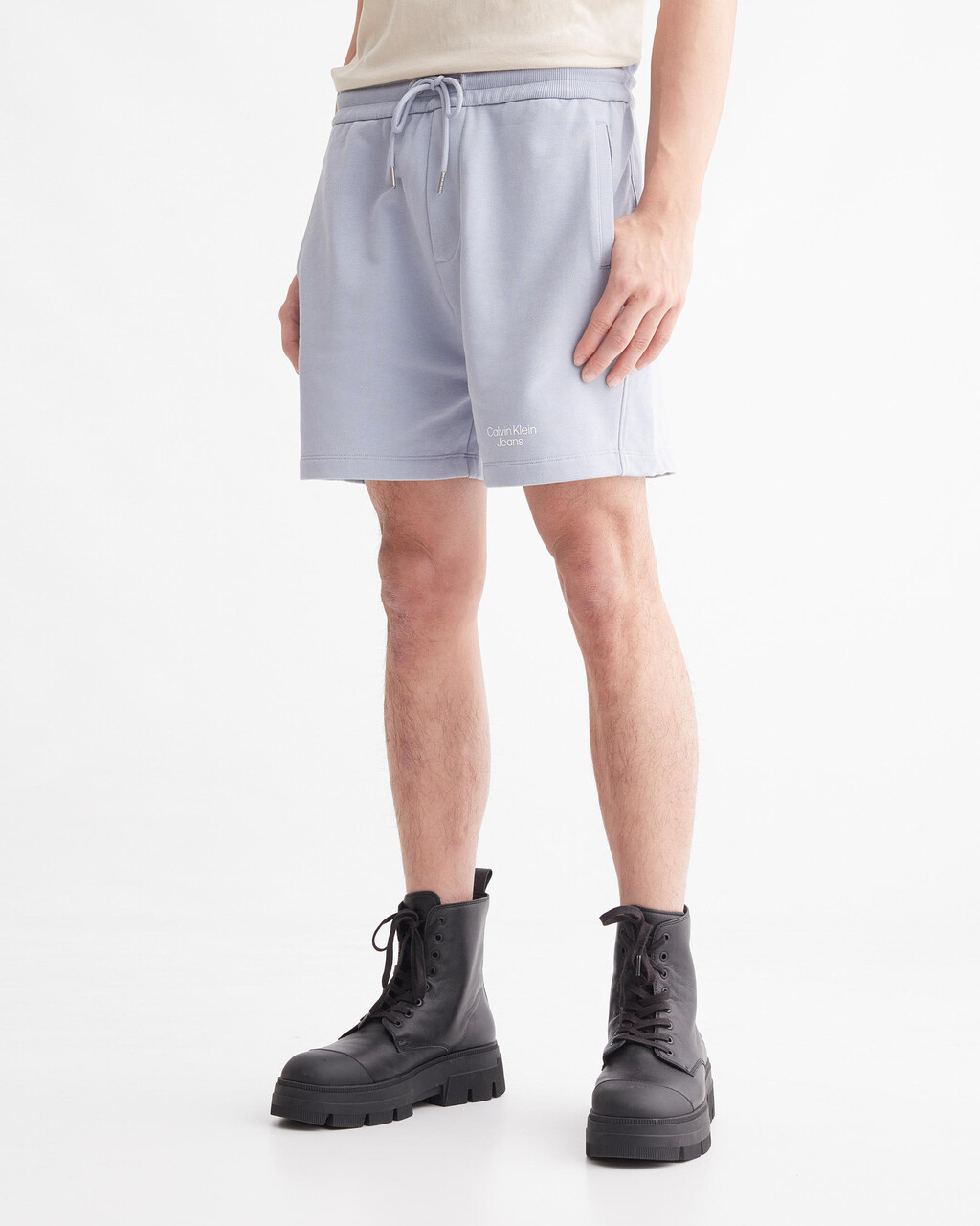 Stacked Logo Sweat Shorts, SILVER SKY, hi-res