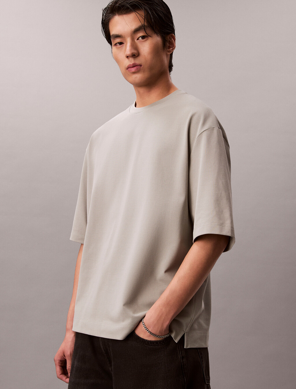 Embossed Monogram Cooling Pique Relaxed Tee, Shadow, hi-res